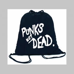 Punks not Dead ľahké sťahovacie vrecko ( batôžtek / vak ) s čiernou šnúrkou, 100% bavlna 100 g/m2, rozmery cca. 37 x 41 cm